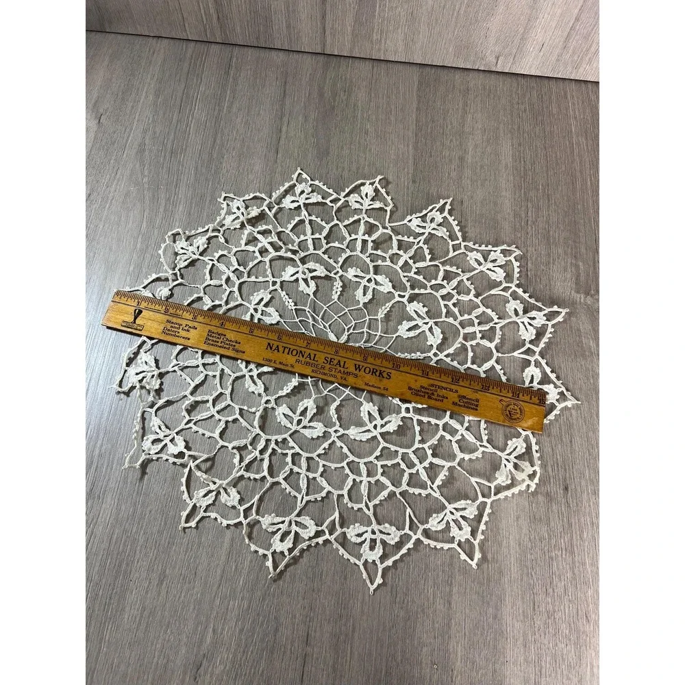 Lot of 5 delicate crochet lace doilies unstarched off white Vintage